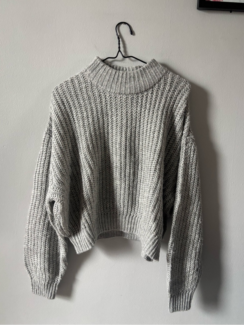 H&M Light Gray Chunky Knit Turtleneck Sweater